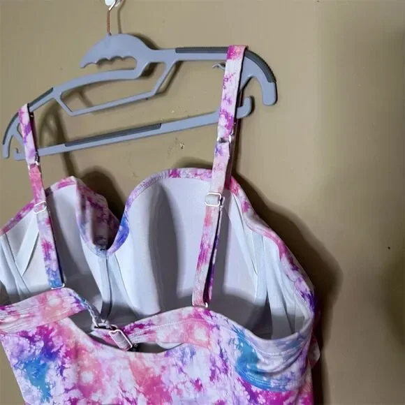 Torrid Women's Plus Size Tie-Dye Tankini Top Peplum Style Size 3X - Picture 8 of 11